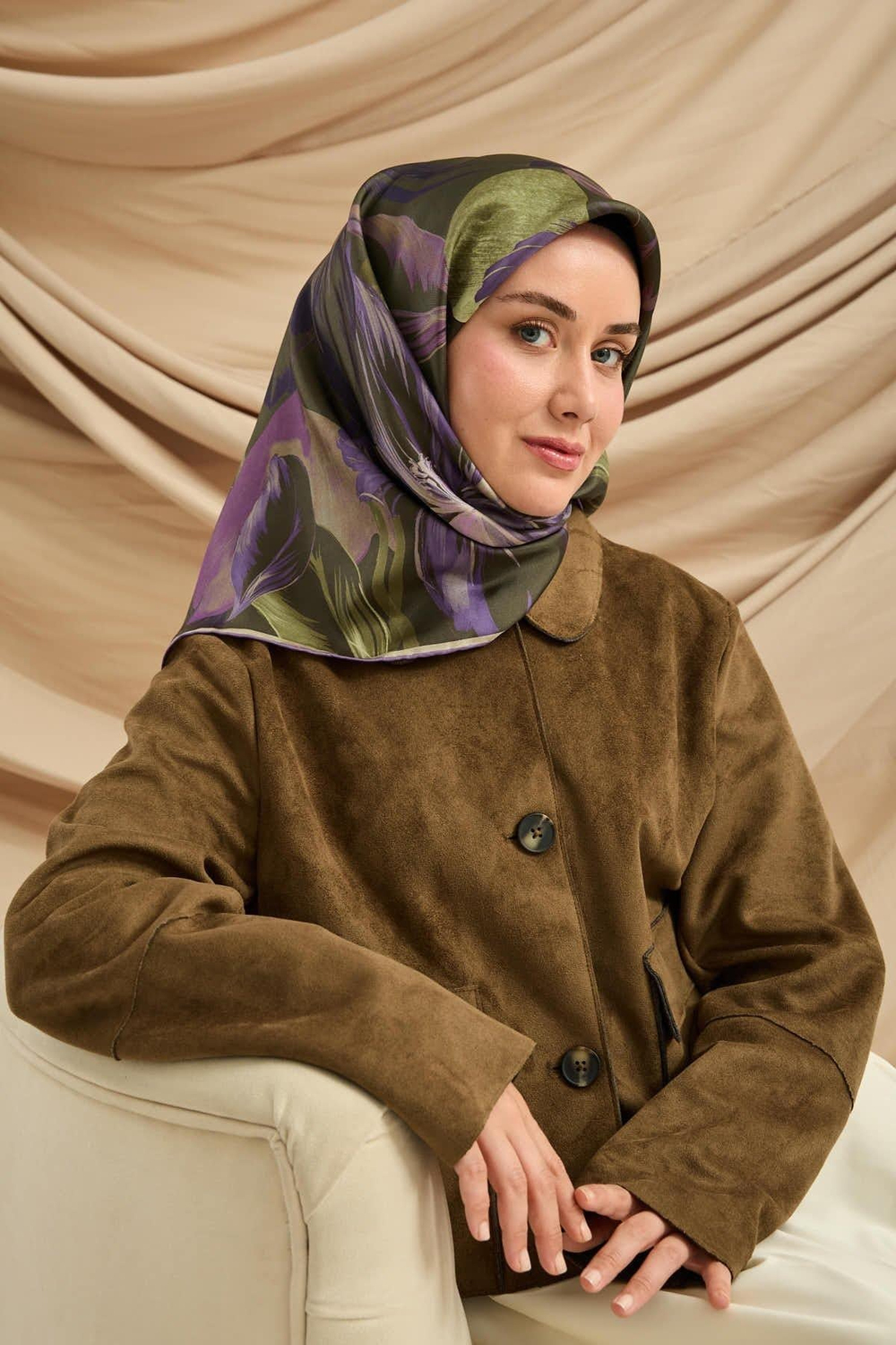 Silk Home Twill İpek Eşarp - 11480-85 Koyu Yeşil