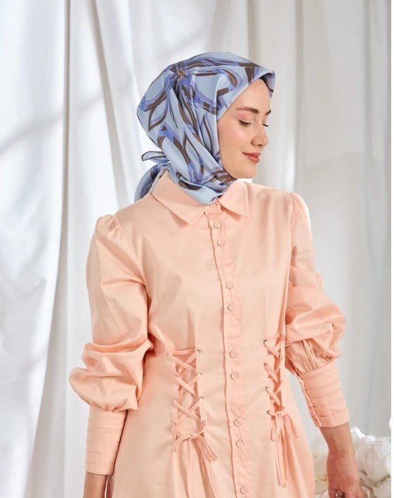 Silk Home Twill İpek Eşarp - 11548-08 Lila Mavi