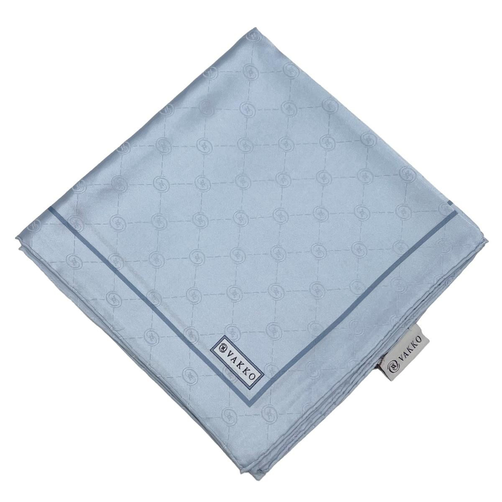 Vakko Jakarlı İpek Eşarp - Monogram - Bebe Mavi