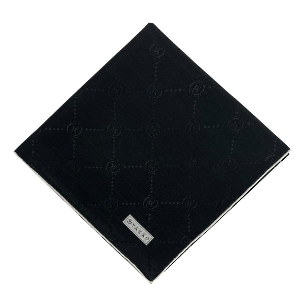 Vakko Pamuk İpek Eşarp - Monogram - Siyah Beyaz