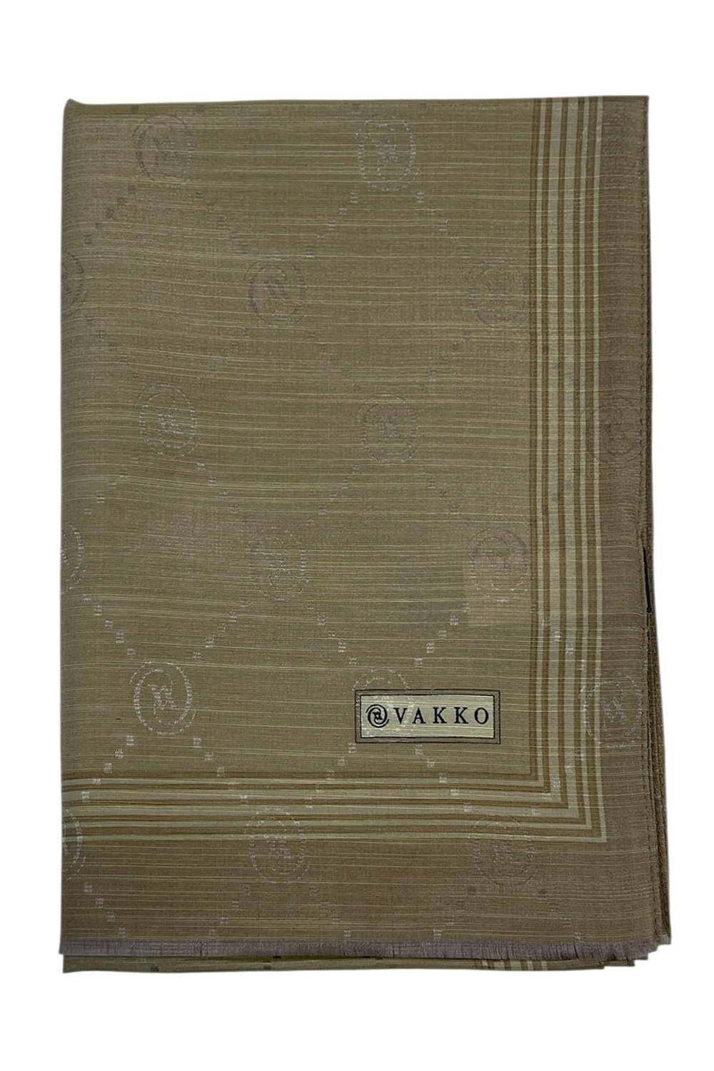 Vakko Pamuk İpek Şal - Bordürlü Monogram - Soft Yeşil