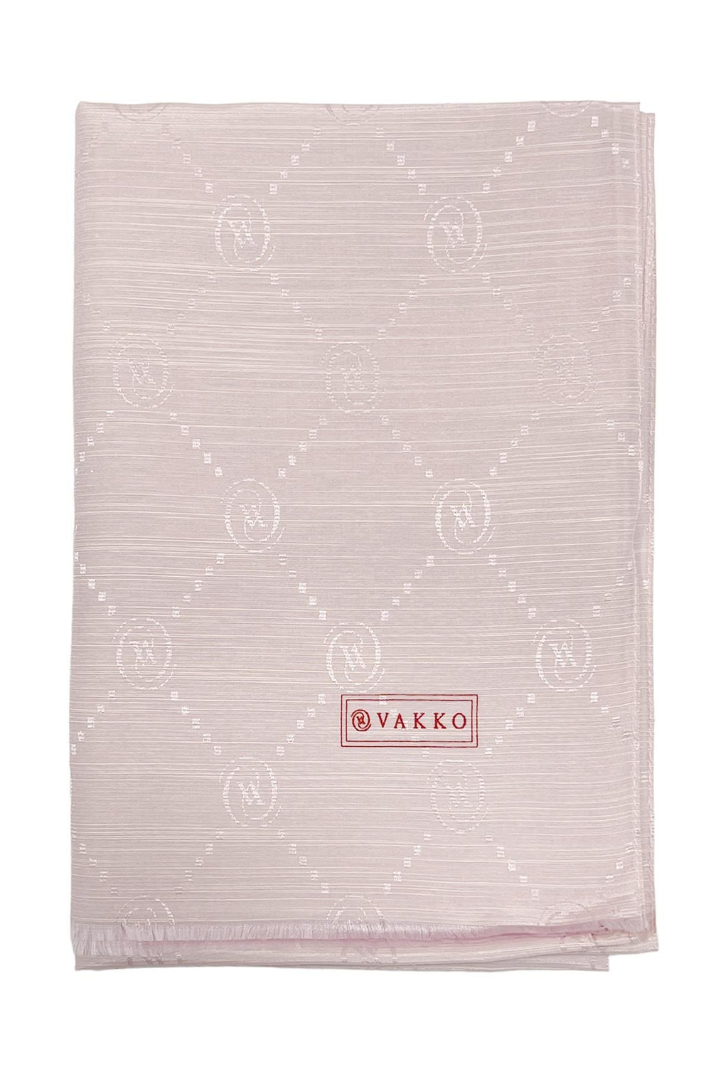 Vakko Pamuk İpek Şal - Monogram - Açık Pembe