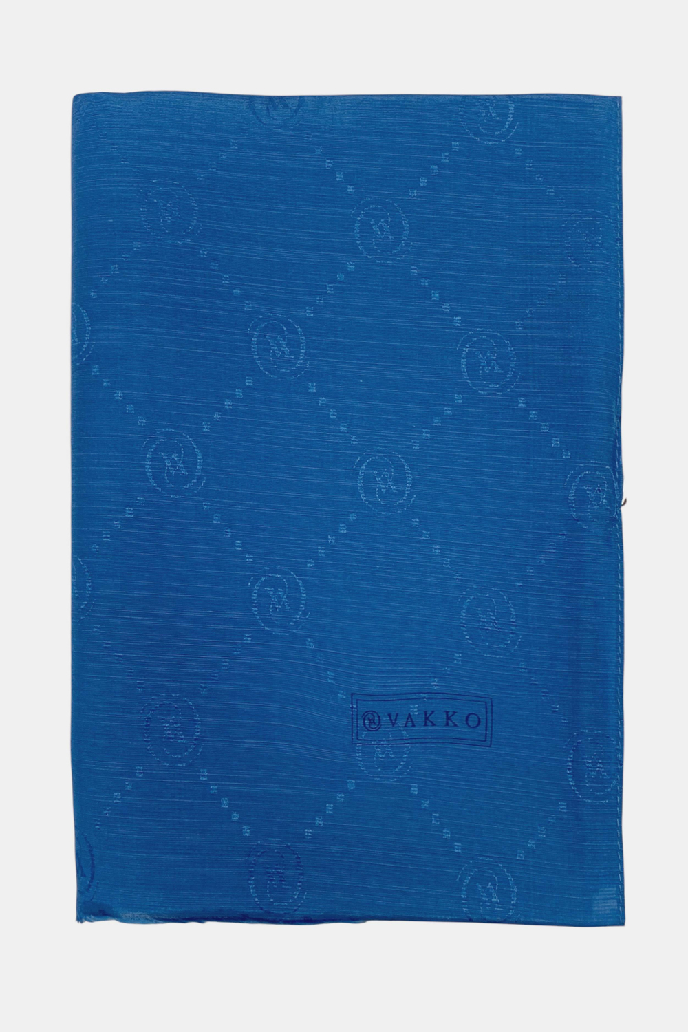Vakko Pamuk İpek Şal - Monogram - Açık Saks