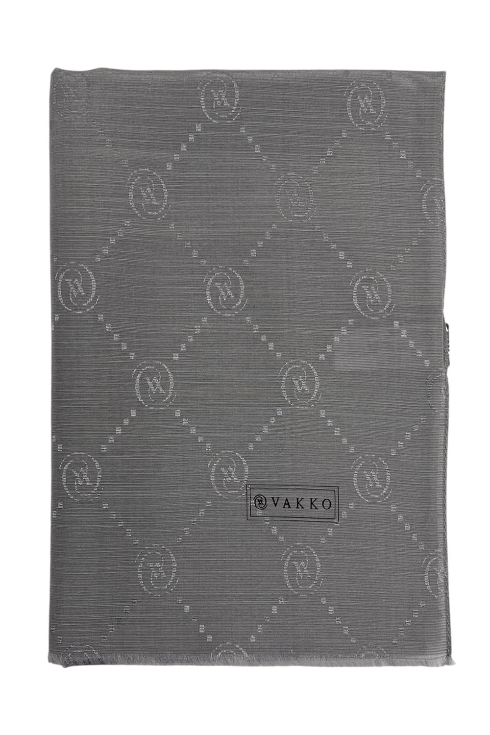 Vakko Pamuk İpek Şal - Monogram - Gri