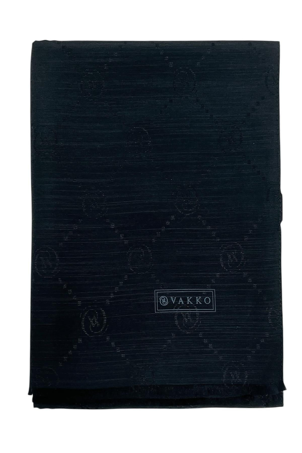Vakko Pamuk İpek Şal - Monogram - Koyu Lacivert