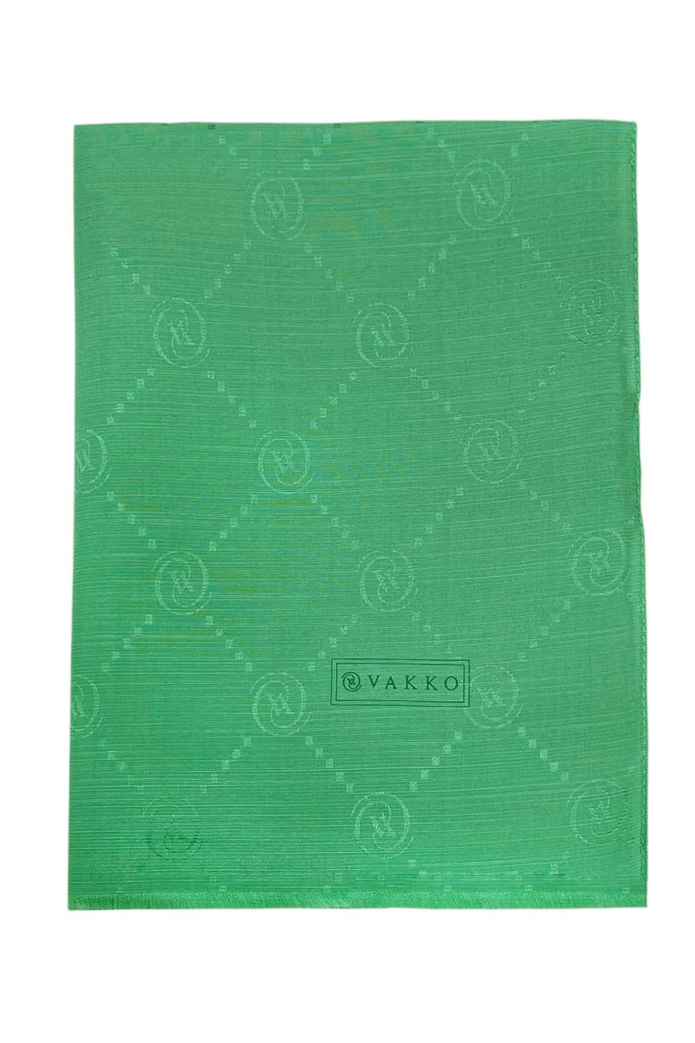Vakko Pamuk İpek Şal - Monogram - Koyu Mint