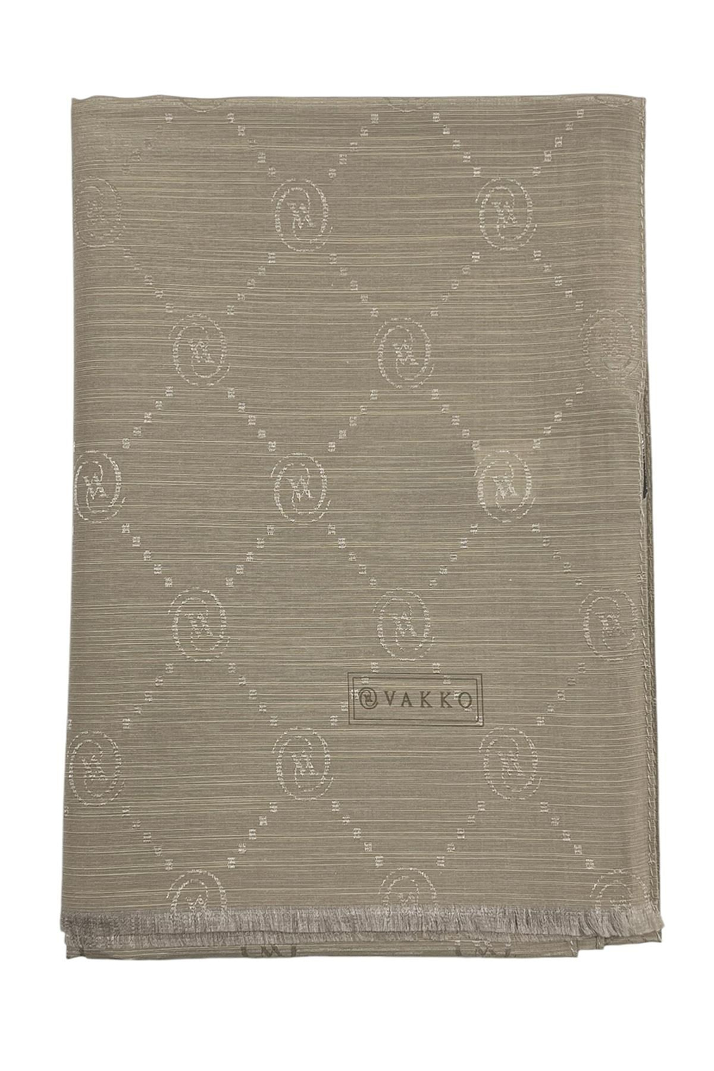 Vakko Pamuk İpek Şal - Monogram - Koyu Taş