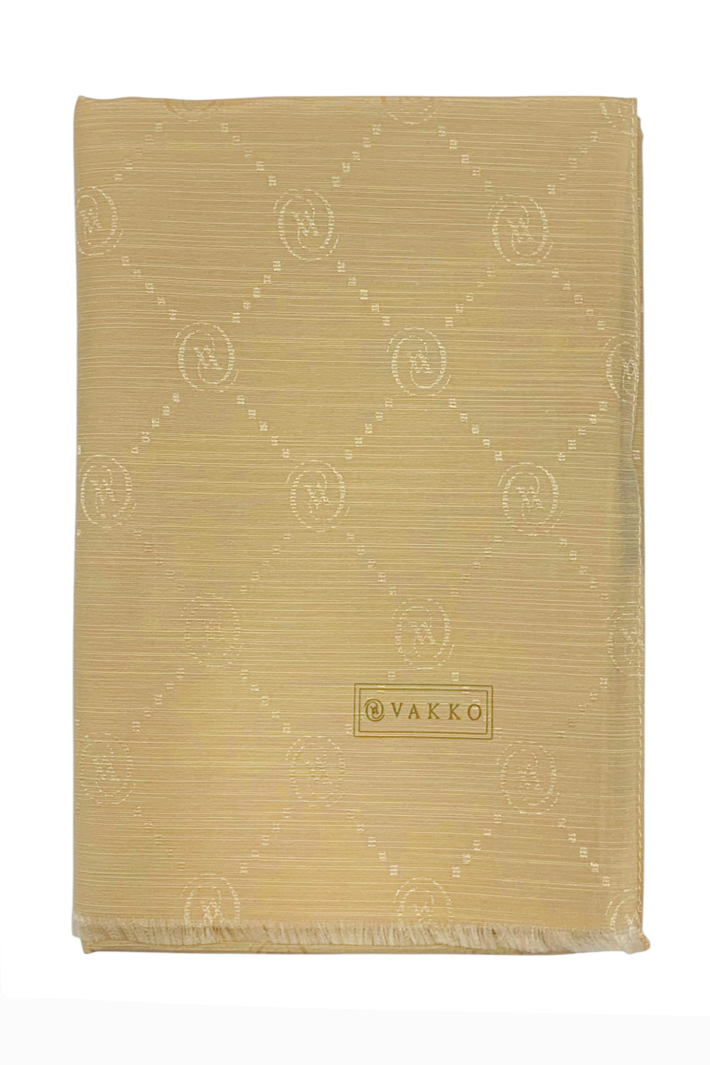 Vakko Pamuk İpek Şal - Monogram - Kum Beji
