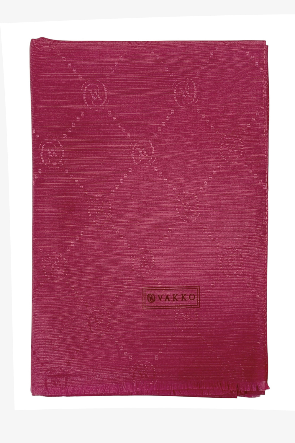 Vakko Pamuk İpek Şal - Monogram - Mat Pembe