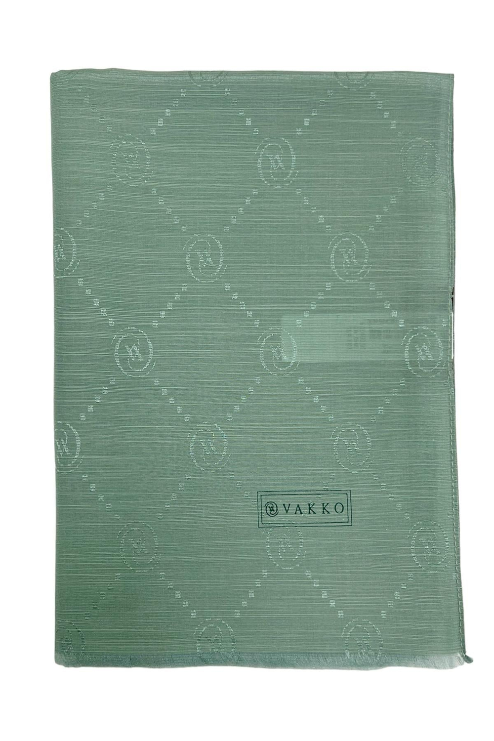Vakko Pamuk İpek Şal - Monogram - Mint