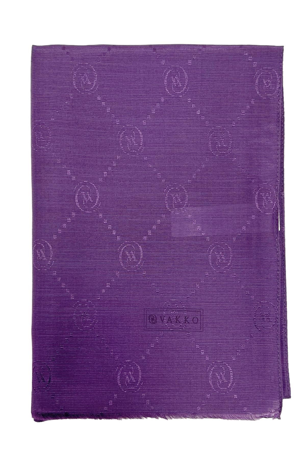 Vakko Pamuk İpek Şal - Monogram - Mor