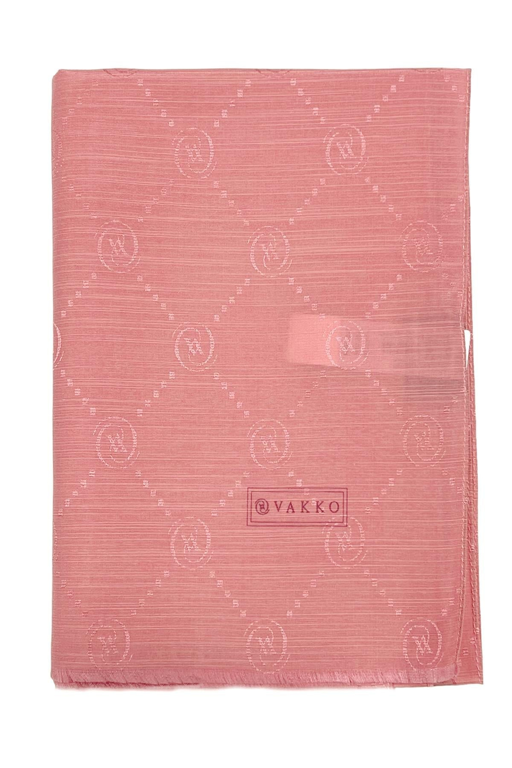 Vakko Pamuk İpek Şal - Monogram - Pembe