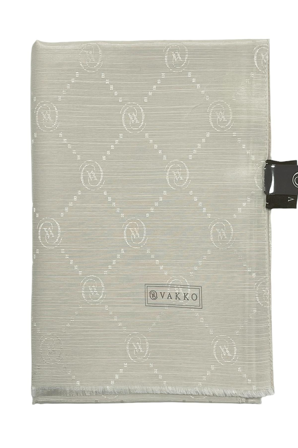 Vakko Pamuk İpek Şal - Monogram - Soft Taş