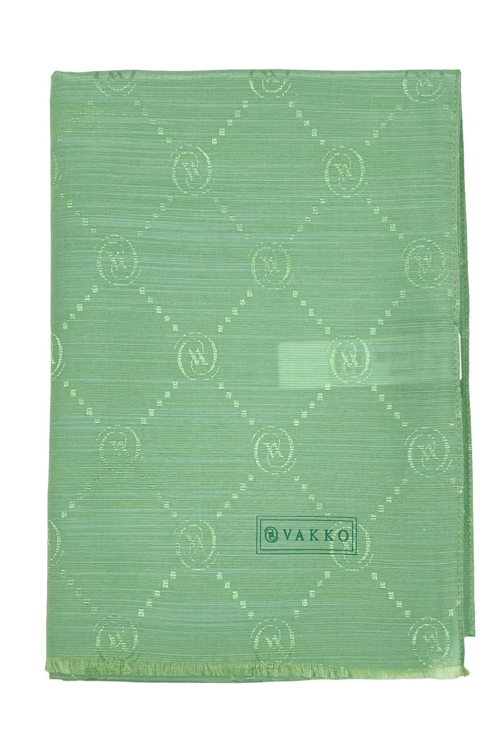 Vakko Pamuk İpek Şal - Monogram - Su Yeşili