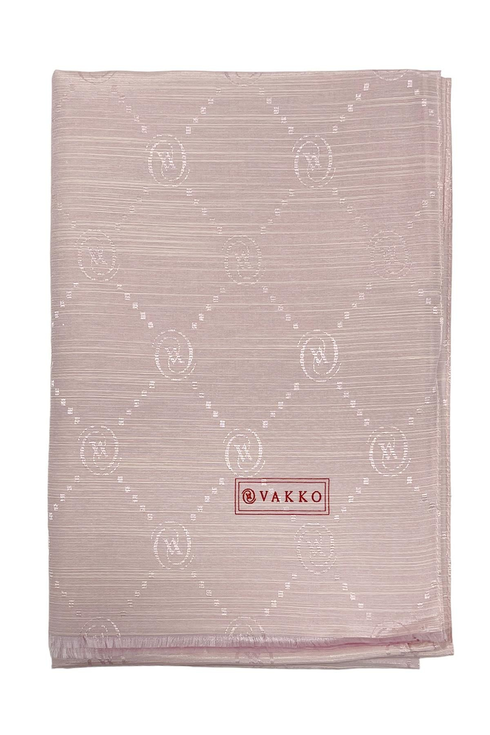 Vakko Pamuk İpek Şal - Monogram - Toz Pembe