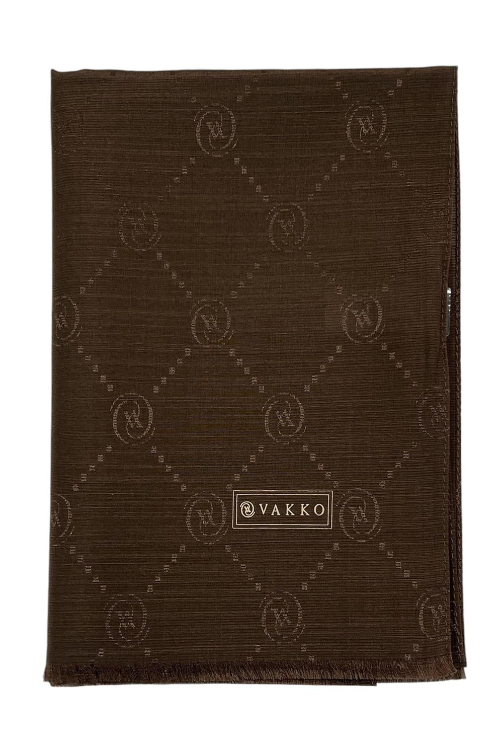 Vakko Pamuk İpek Şal - Monogram - Yeni Kahve