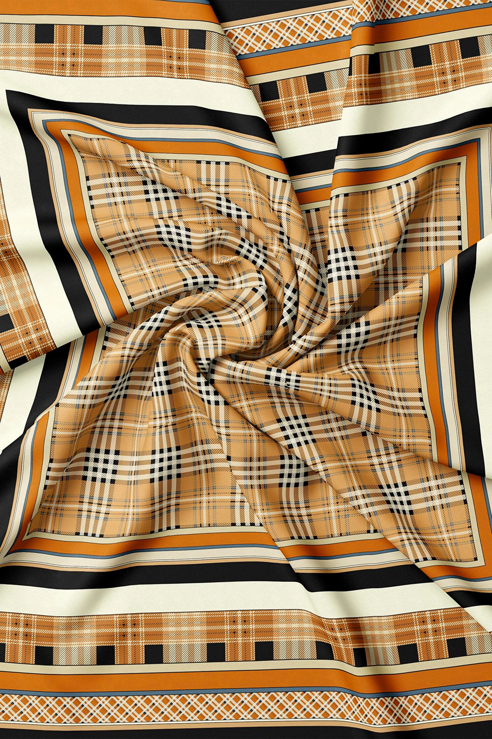 Vakko Twill İpek Eşarp - 2688-51 Siyah Kiremit