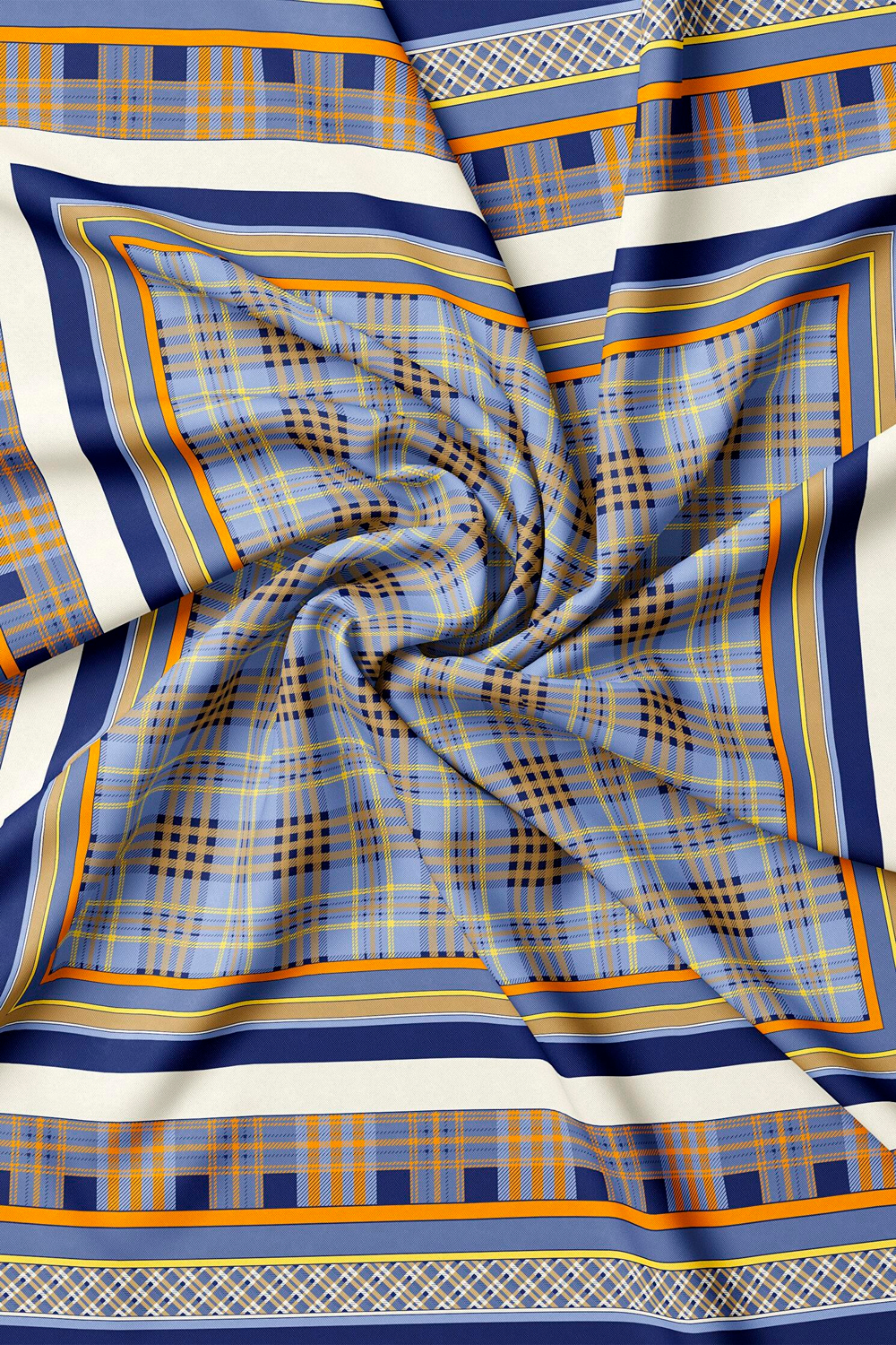 Vakko Twill İpek Eşarp - 2688-53 Lacivert Bej