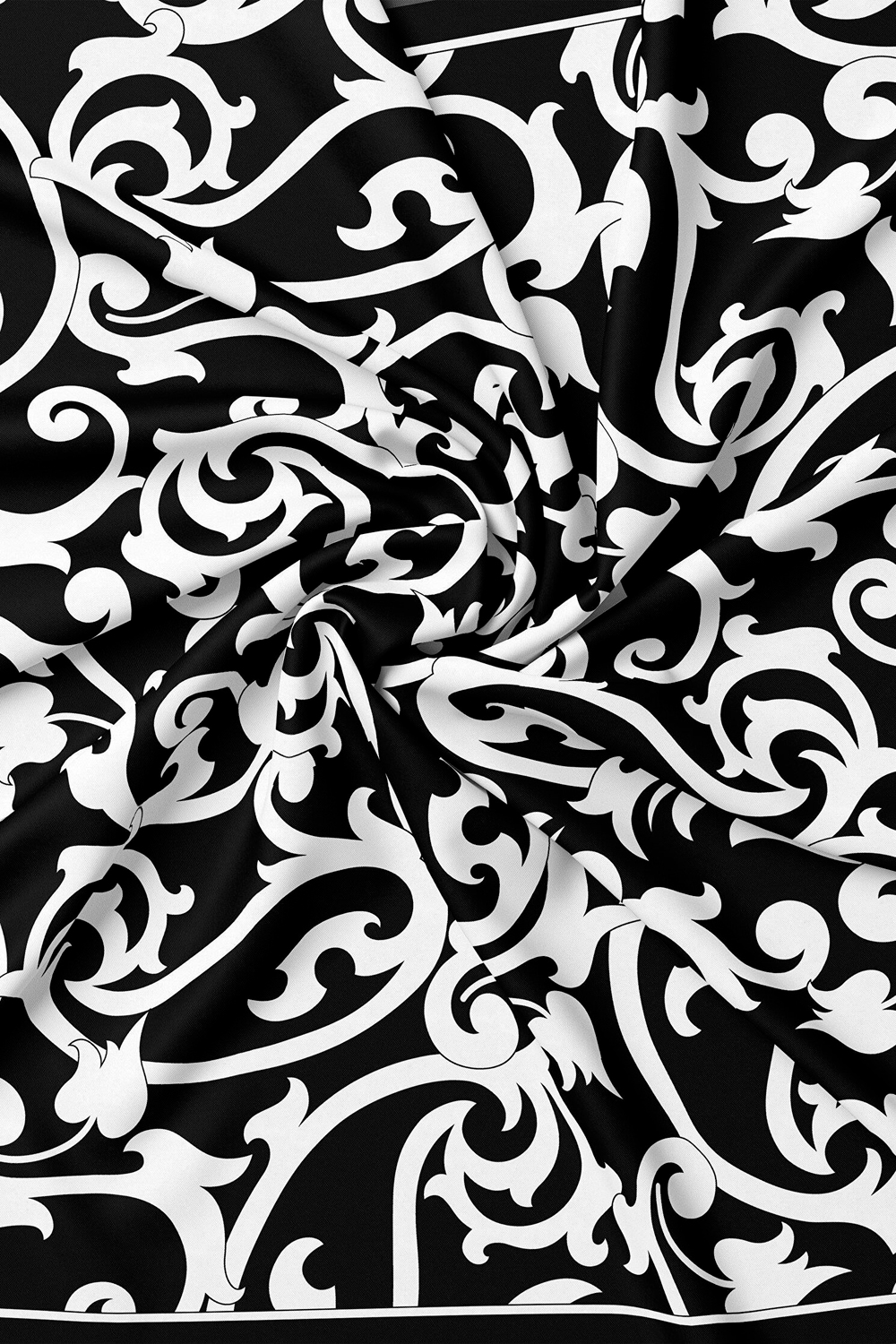 Vakko Twill İpek Eşarp - 2688-73 Siyah Beyaz