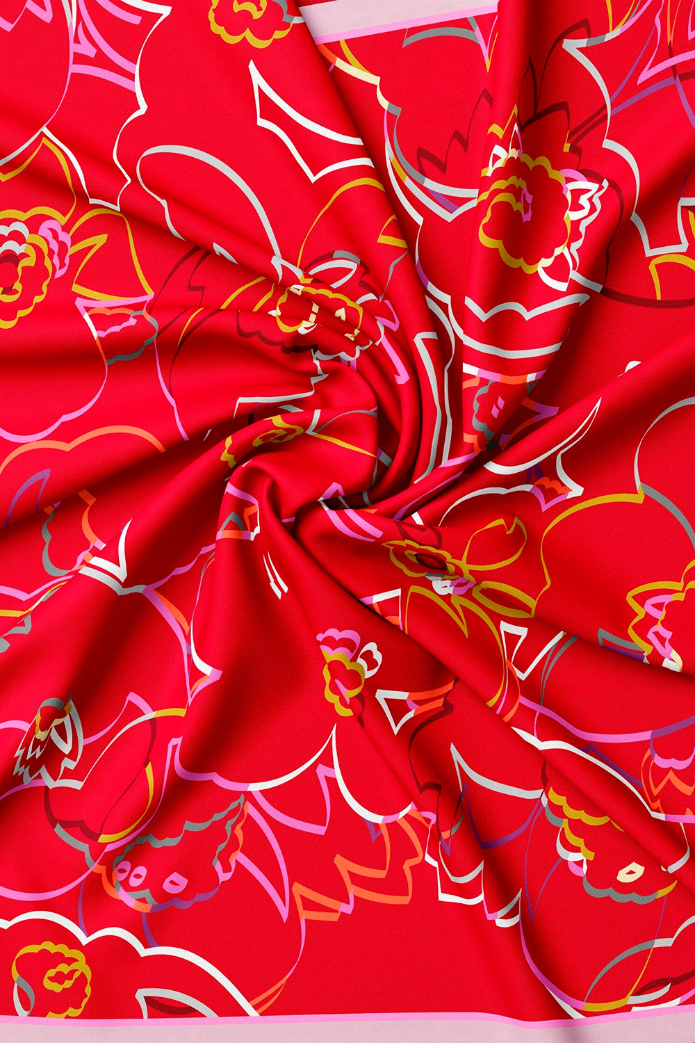 Vakko Twill İpek Eşarp - 2688-80 Kırmızı