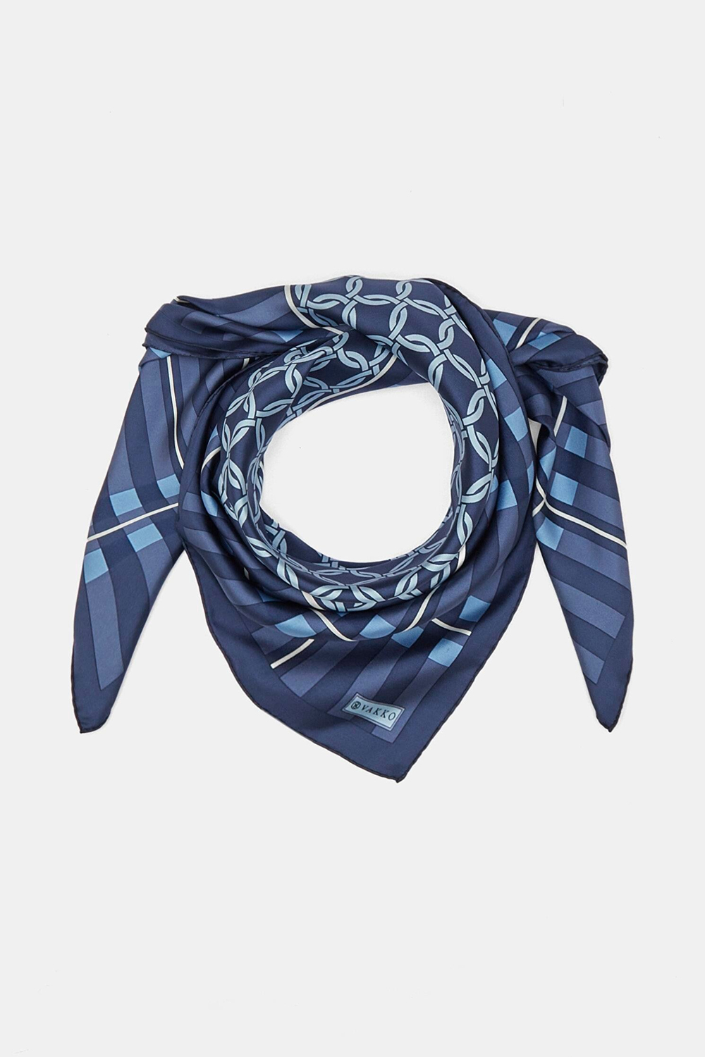 Vakko Twill İpek Eşarp - 40421 - Açık Lacivert