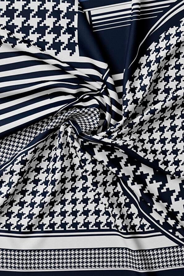 Vakko Twill İpek Eşarp - 40723 - Lacivert Gri