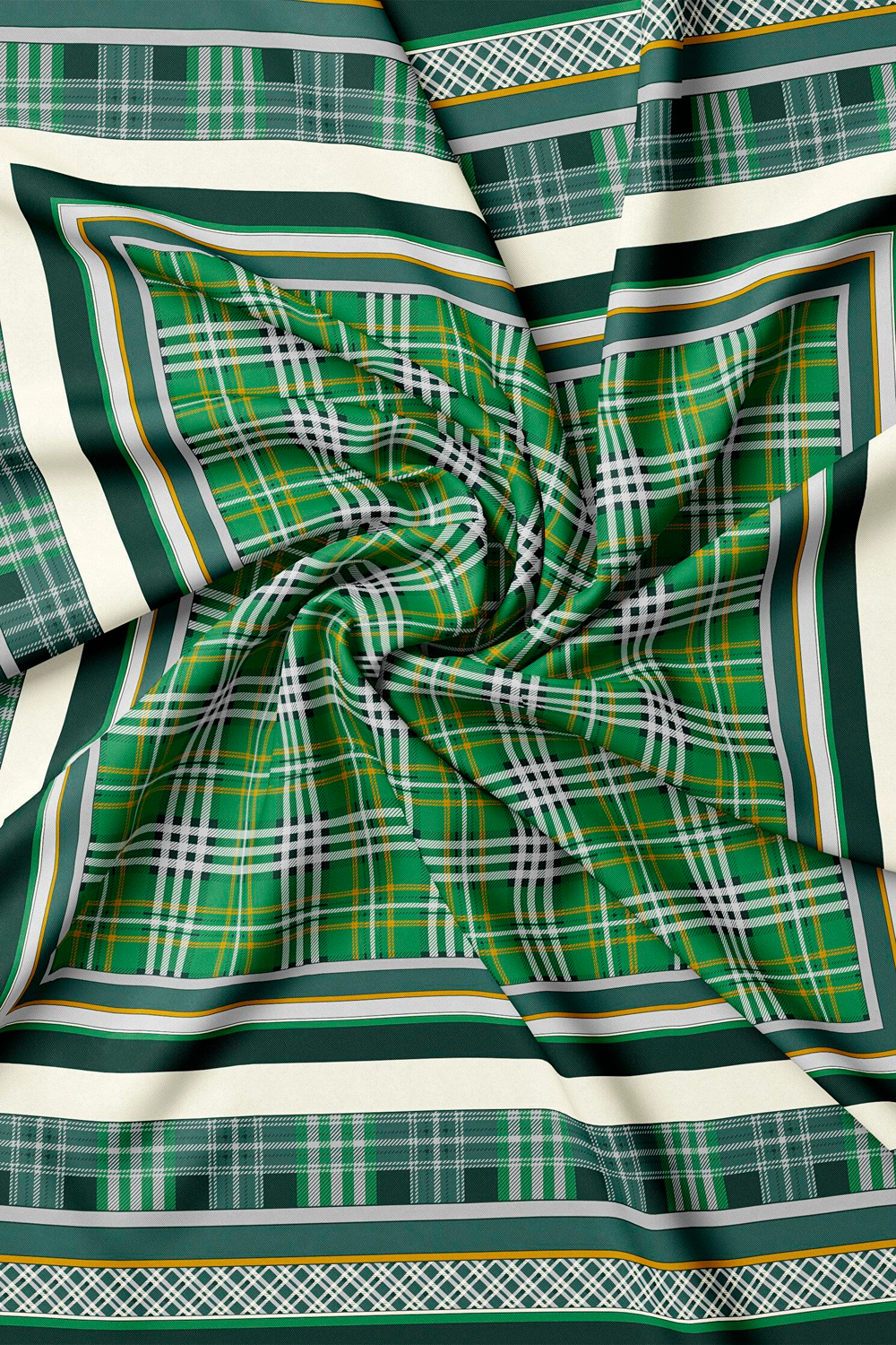 Vakko Twill İpek Eşarp - 40805 - Yeşil