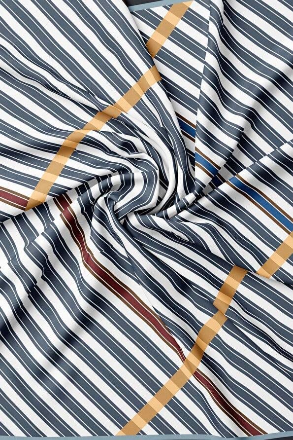 Vakko Twill İpek Eşarp - 41092 - Antrasit Ekru