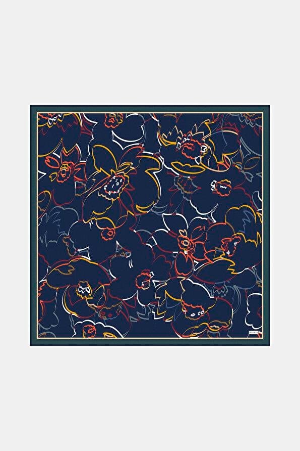Vakko Twill İpek Eşarp - 41096 - Lacivert