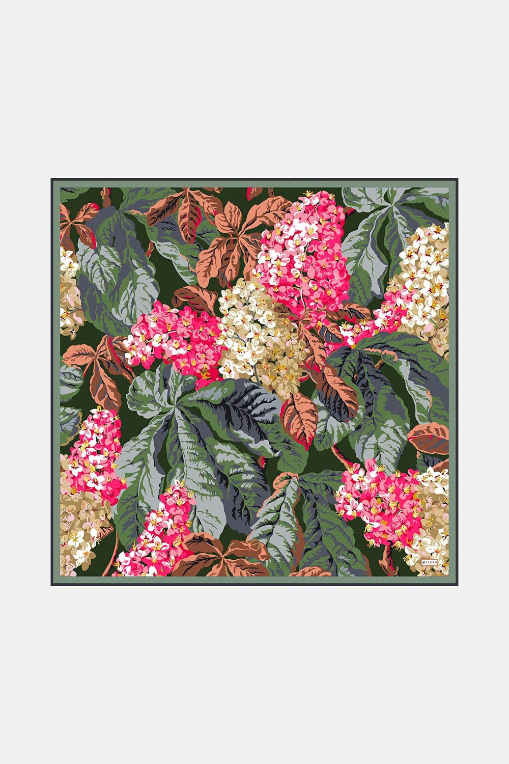 Vakko Twill İpek Eşarp - 4145-57 Yeşil Pembe