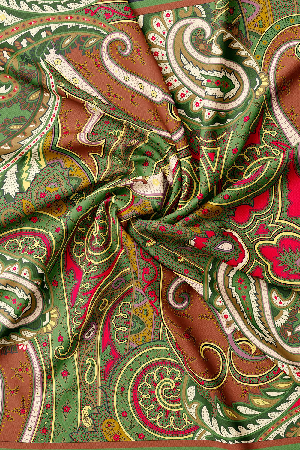 Vakko Twill İpek Eşarp - 4145-59 Asker Yeşili