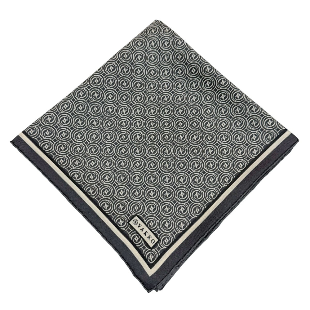 Vakko Twill İpek Eşarp - Helezon Monogram - Füme Krem