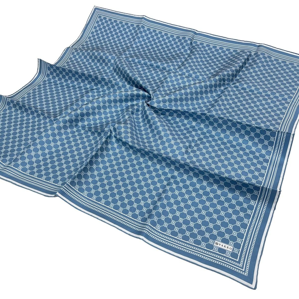 Vakko Twill İpek Eşarp - Özel Seri - Açık Kot Mavi
