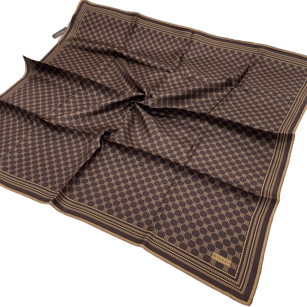 Vakko Twill İpek Eşarp - Özel Seri - Kahve