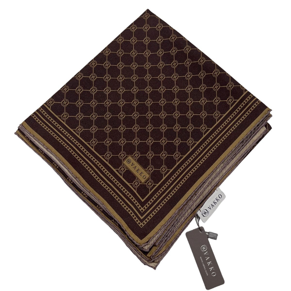 Vakko Twill İpek Eşarp - Özel Seri - Kahve