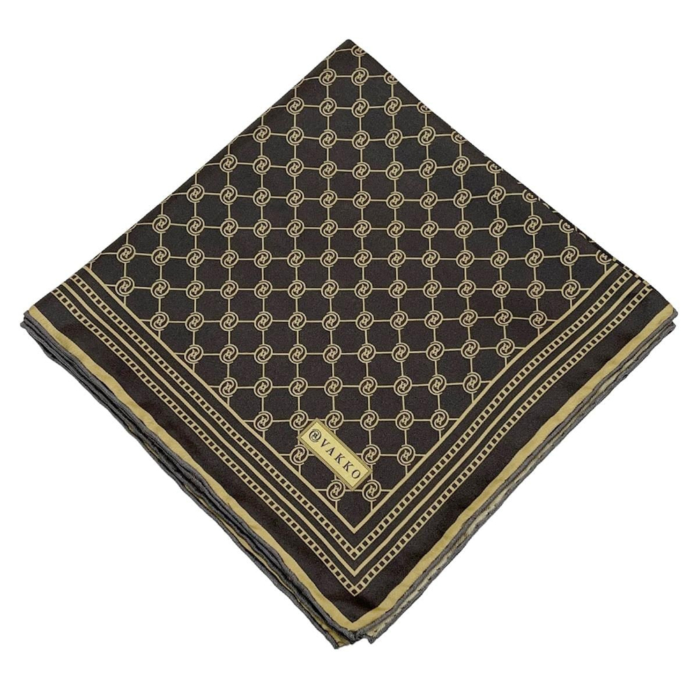 Vakko Twill İpek Eşarp - Özel Seri - Kahve Gold