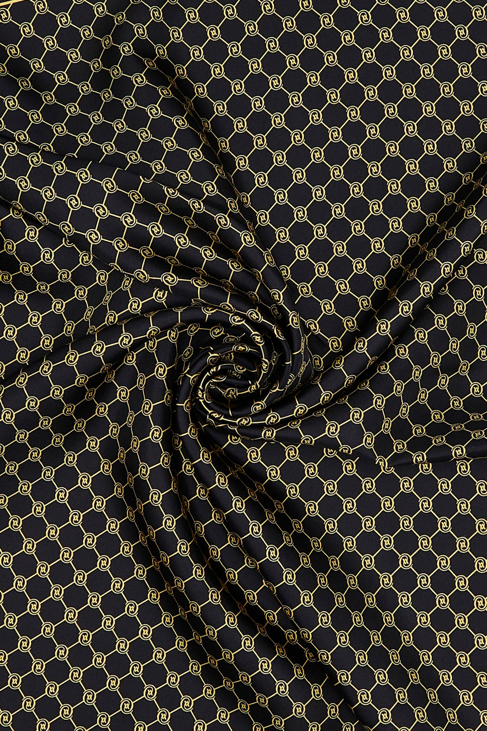Vakko Twill İpek Eşarp - Özel Seri - Siyah Sarı