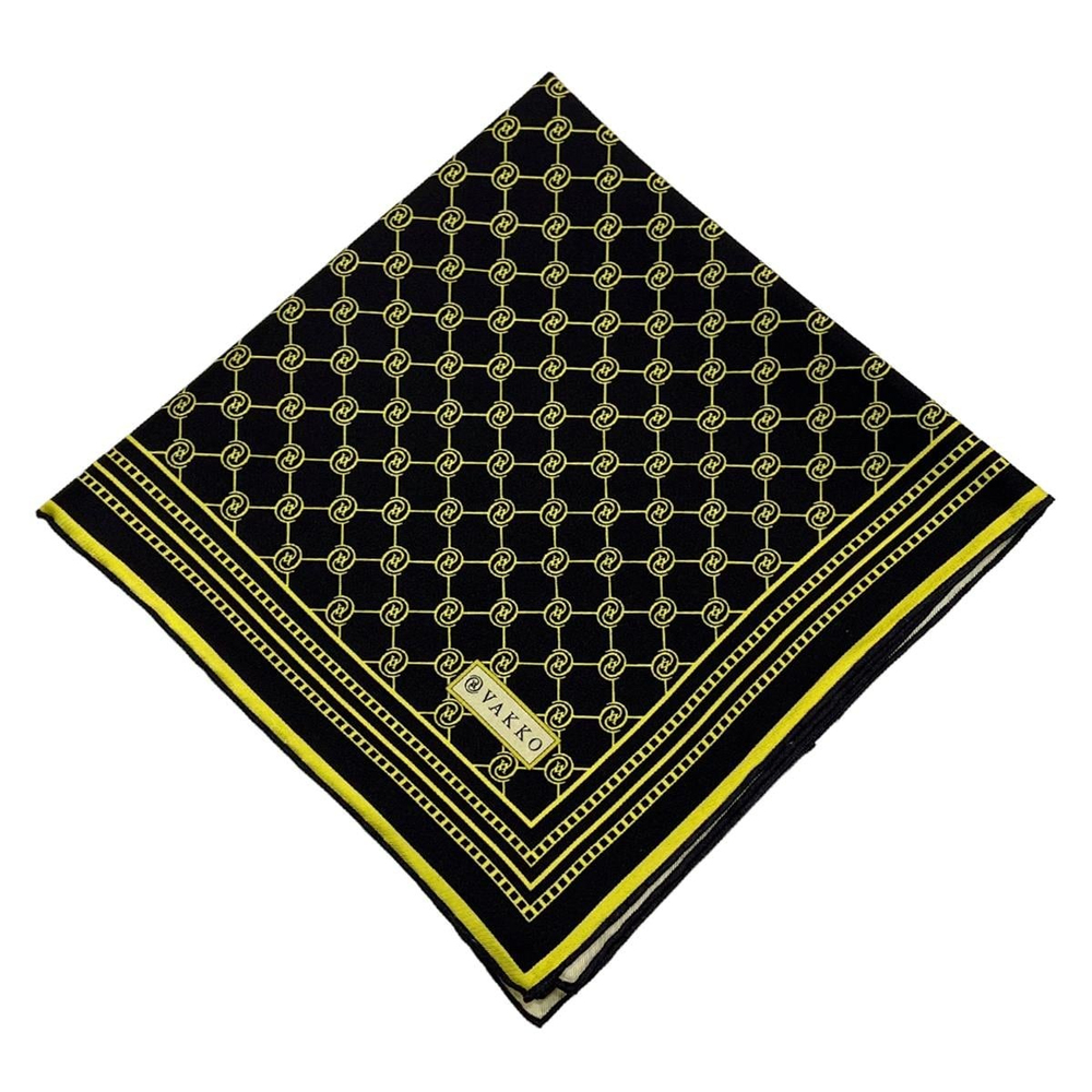 Vakko Twill İpek Eşarp - Özel Seri - Siyah Sarı