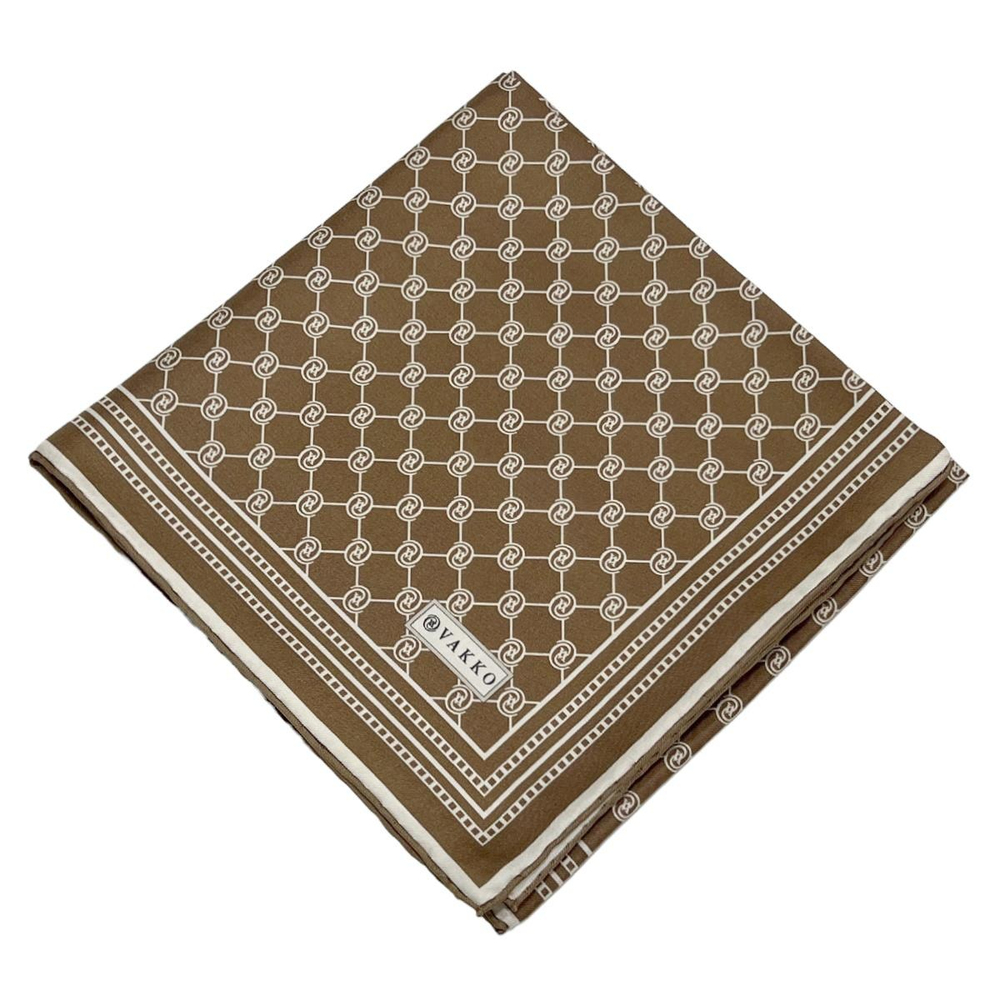 Vakko Twill İpek Eşarp - Özel Seri - Sütlü Kahve