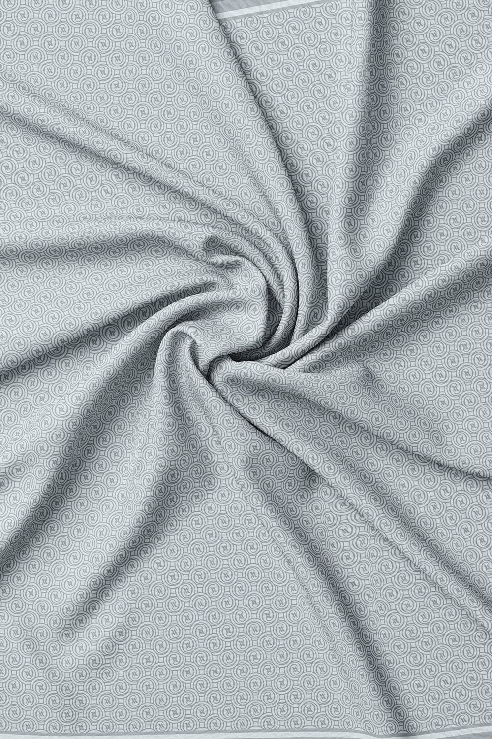 Vakko Twill İpek Eşarp - Helezon Monogram - Gümüş