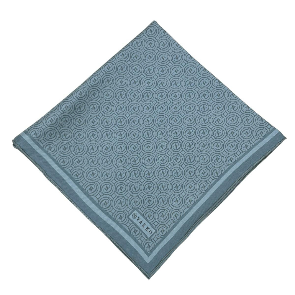 Vakko Twill İpek Eşarp - Yeni Monogram - Soft İndigo