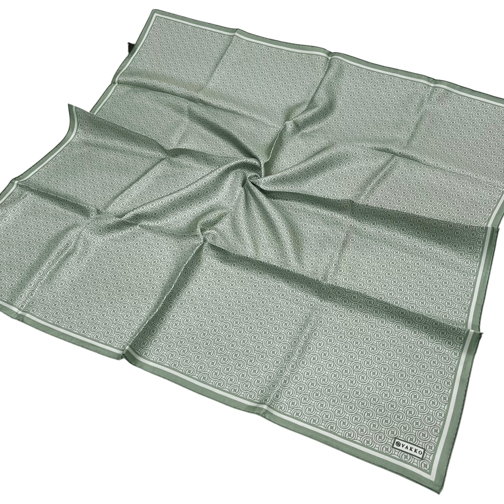 Vakko Twill İpek Eşarp - Helezon Monogram - Keten Yeşili