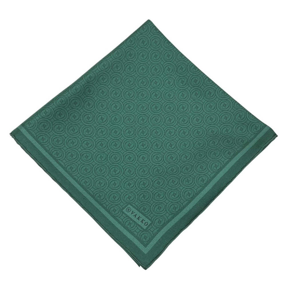 Vakko Twill İpek Eşarp - Yeni Monogram - Zümrüt