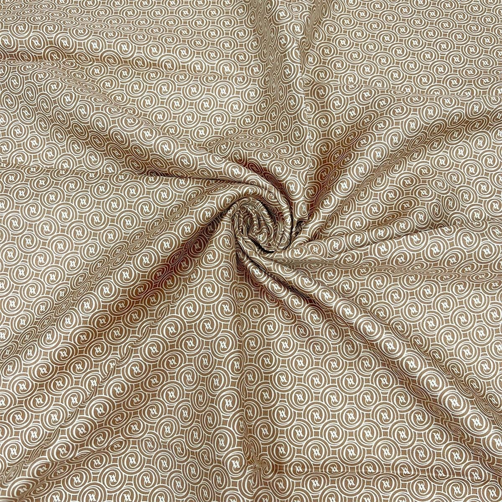 Vakko Twill İpek Eşarp - Helezon Monogram - Karamel