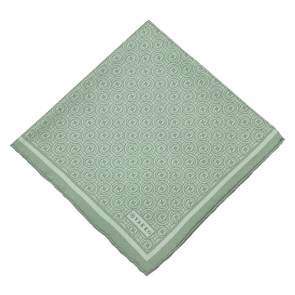 Vakko Twill İpek Eşarp - Yeni Monogram - Açık Çağla