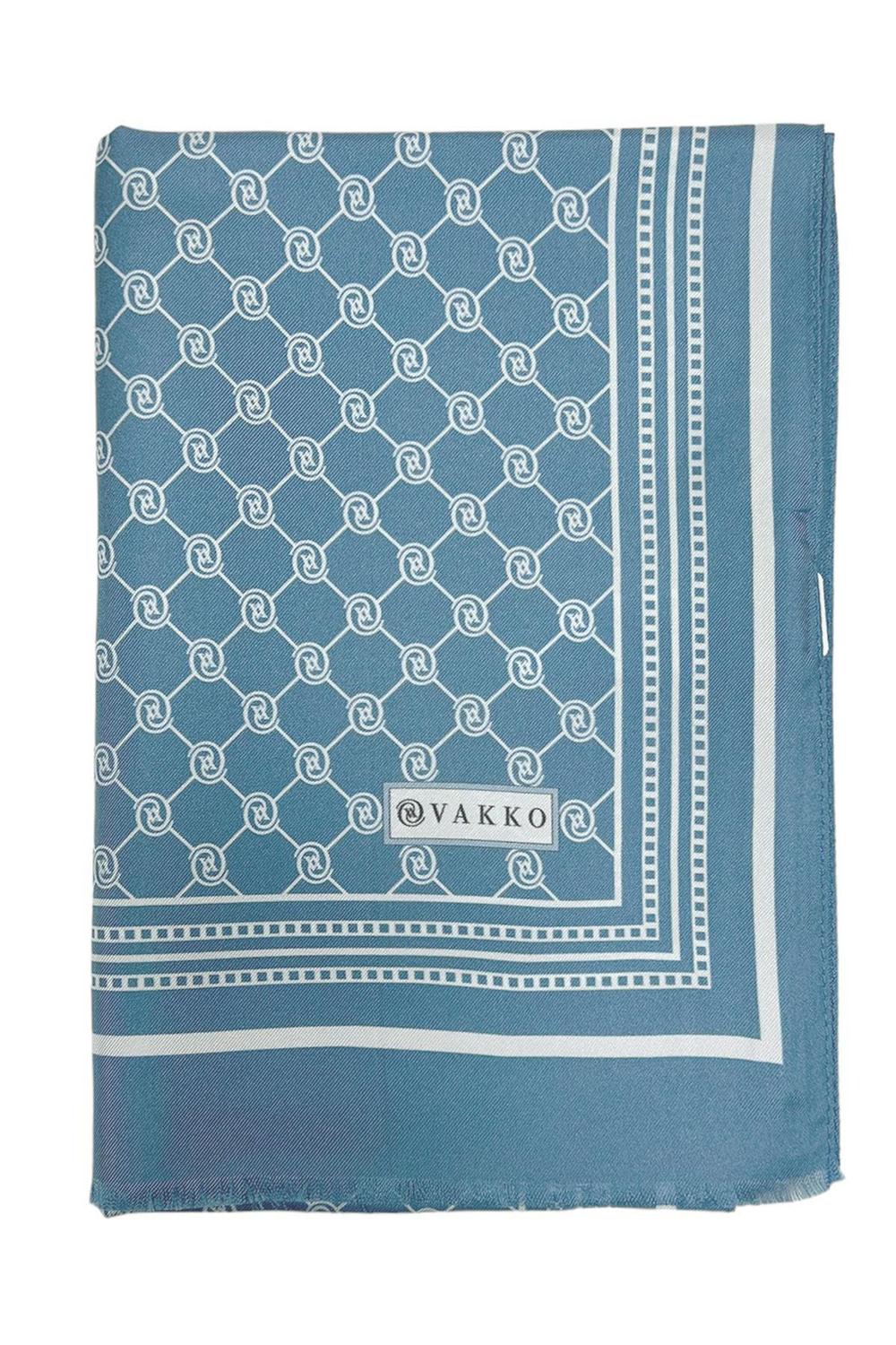 Vakko Twill İpek Şal - Özel Seri - Açık Kot Mavi