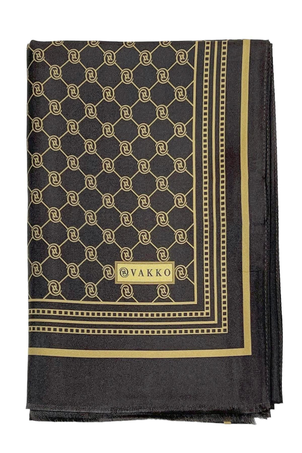 Vakko Twill İpek Şal - Özel Seri - Kahve Gold
