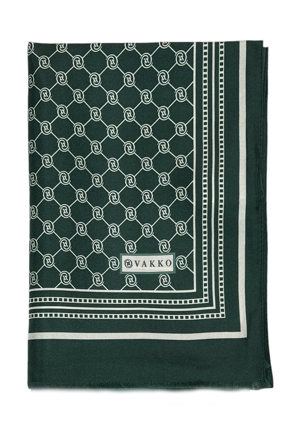 Vakko Twill İpek Şal - Özel Seri - Koyu Yeşil