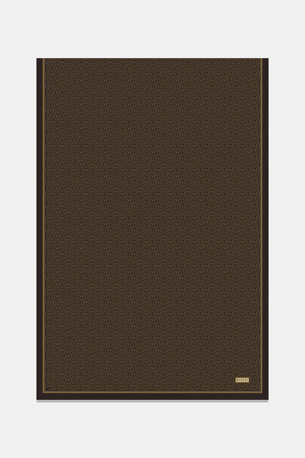 Vakko Twill İpek Şal - Yeni Monogram - Acı Kahve
