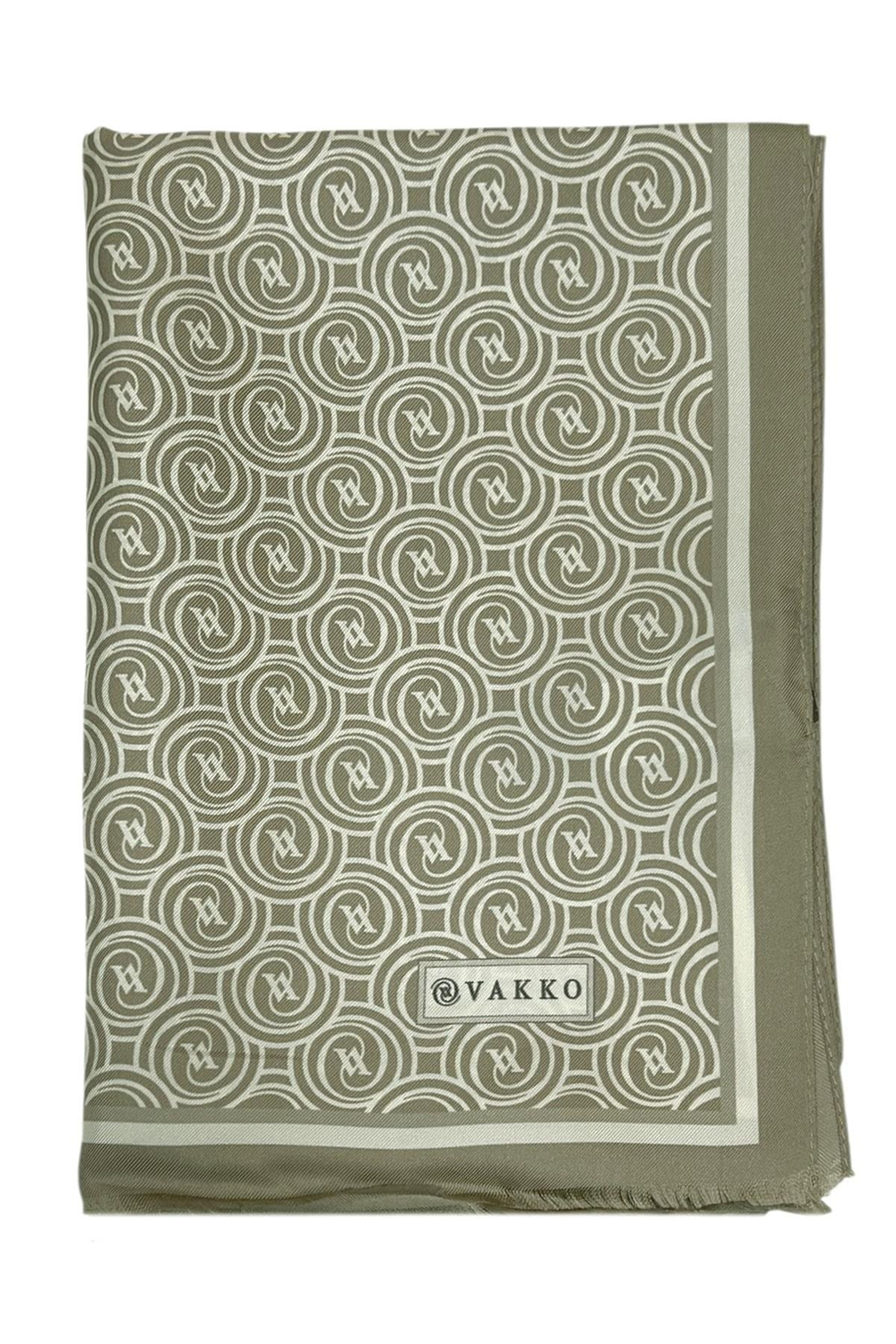 Vakko Twill İpek Şal - Yeni Monogram - Açık Yeşil